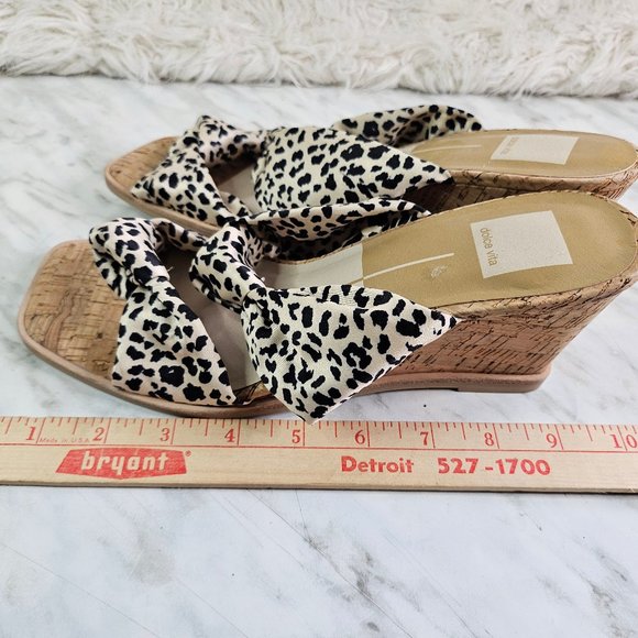 Dolce Vita Women's Leopard Strapped Cork Wedge Sandals EU-38/US L7 M5 - Picture 3 of 7